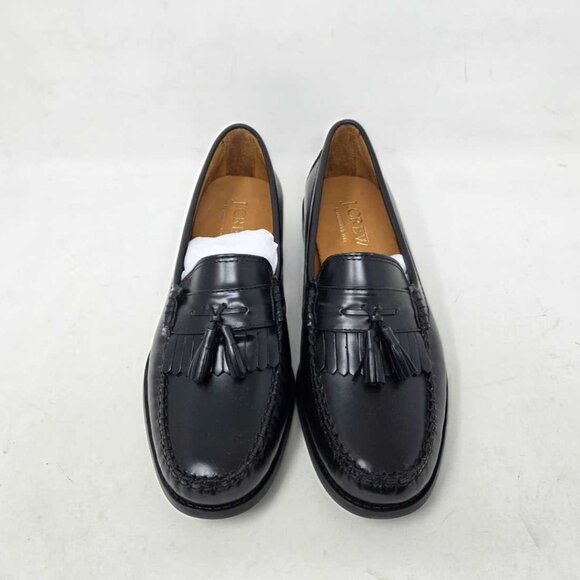 New 9 J.Crew Camden kiltie tassel loafers with rubber soles in black main image 11